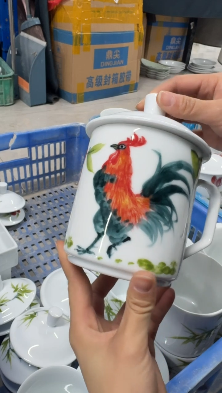 慧*儿景德镇高温陶瓷食品级手绘釉中彩-大办公杯