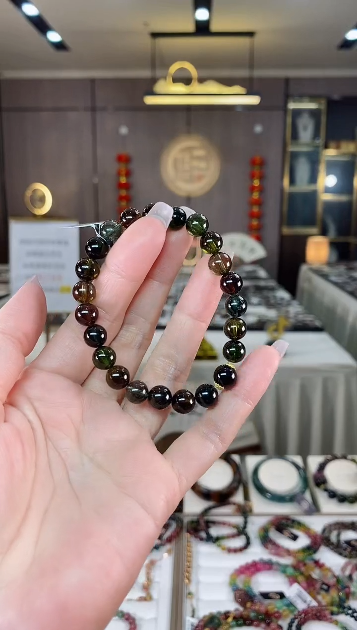 【闪购商品】碧玺黑糖单圈手串8mm+未镶嵌（多样性发一条）hon