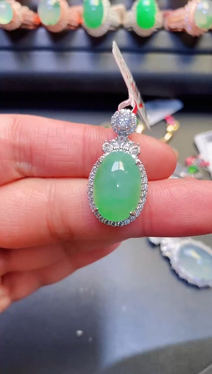 银S925镶嵌戒指翡翠天然