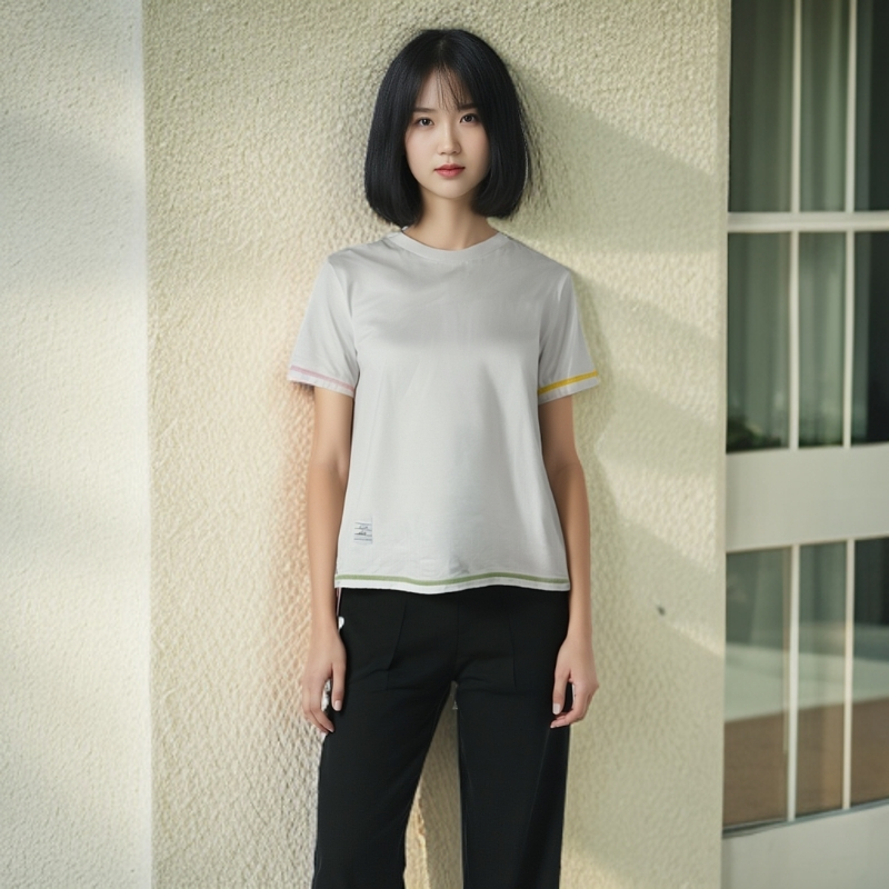 99新 THOMBROWNE  8220037 汤姆布朗 圆领短袖女士T恤 白色 36码