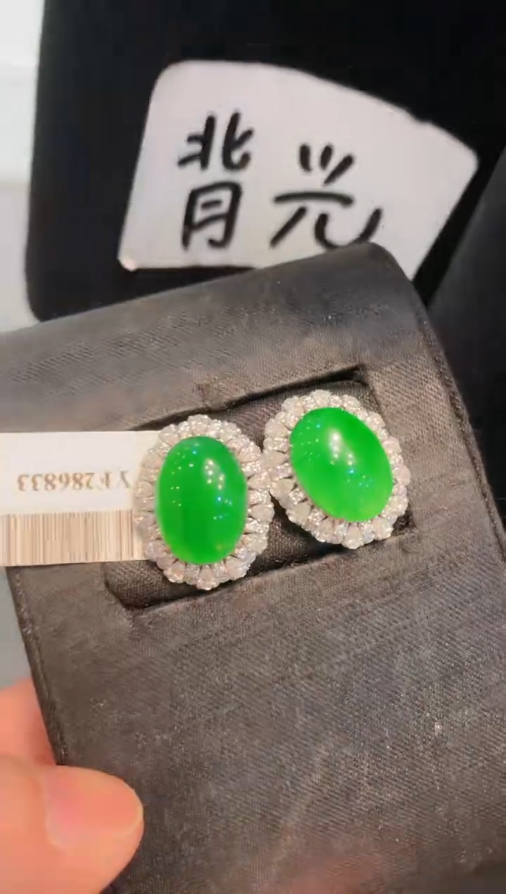 【闪购商品】翡翠颈饰18K金镶嵌A113耳钉