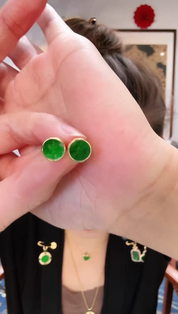 【闪购商品】翡翠耳饰银S925镶嵌耳饰