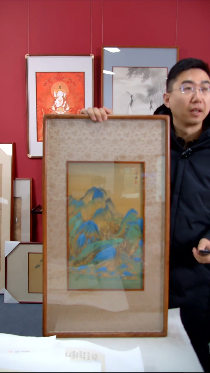 【闪购商品】国画唐子杰《千里江山图局部》装裱82*46