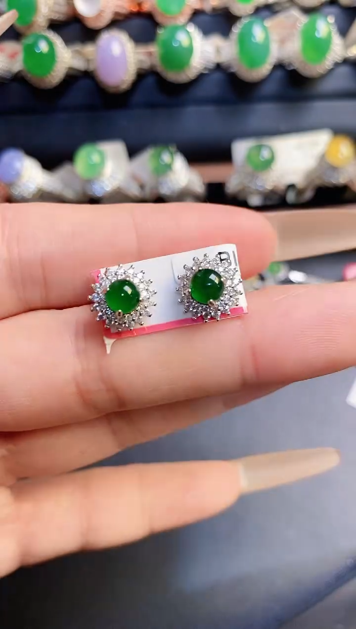 银S925镶嵌戒指翡翠天然