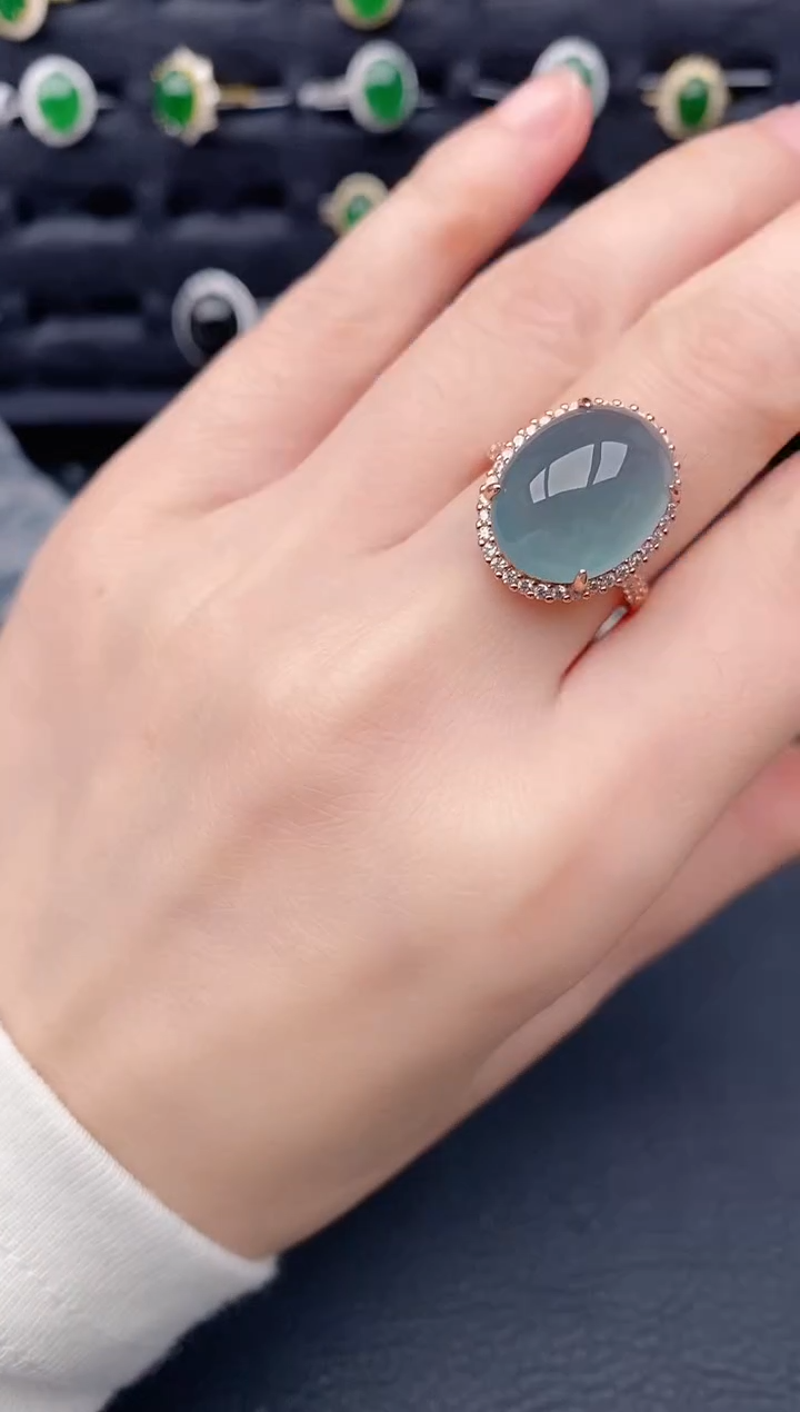 银S925镶嵌戒指翡翠天然a货翡翠293