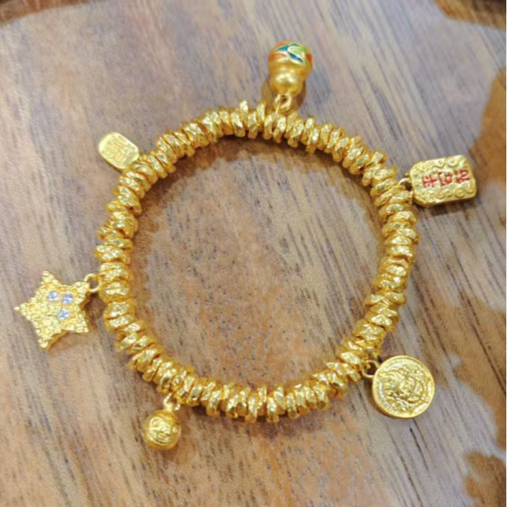 【潇潇专属】足金999 平安符黄财神葫芦星星满圈盘缠 中秋大促