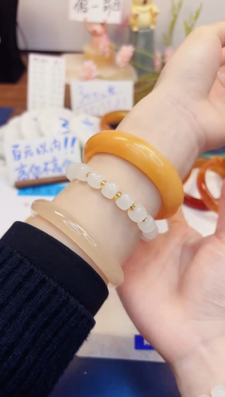 【闪购商品】石英质玉手镯未镶嵌368-财气镯-圈口58