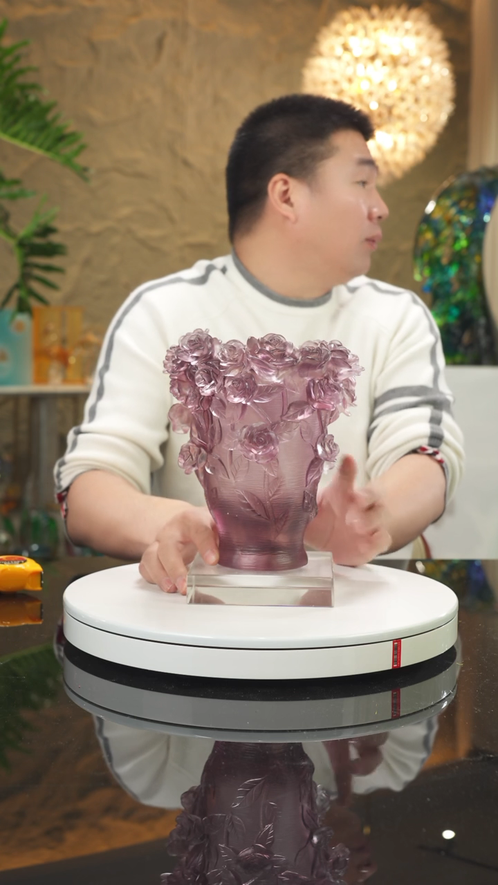 【闪购商品】摆件紫色玫瑰花果盘摆件