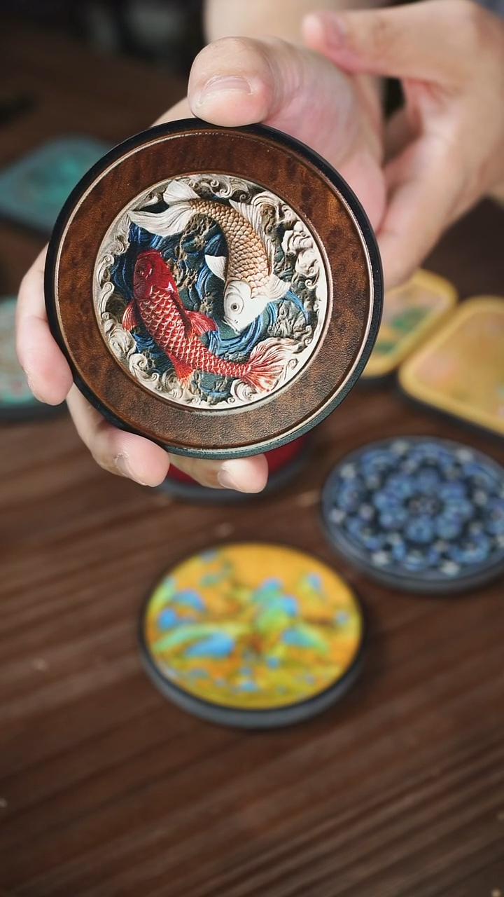 壹藏贰宝双鱼杯垫一片
