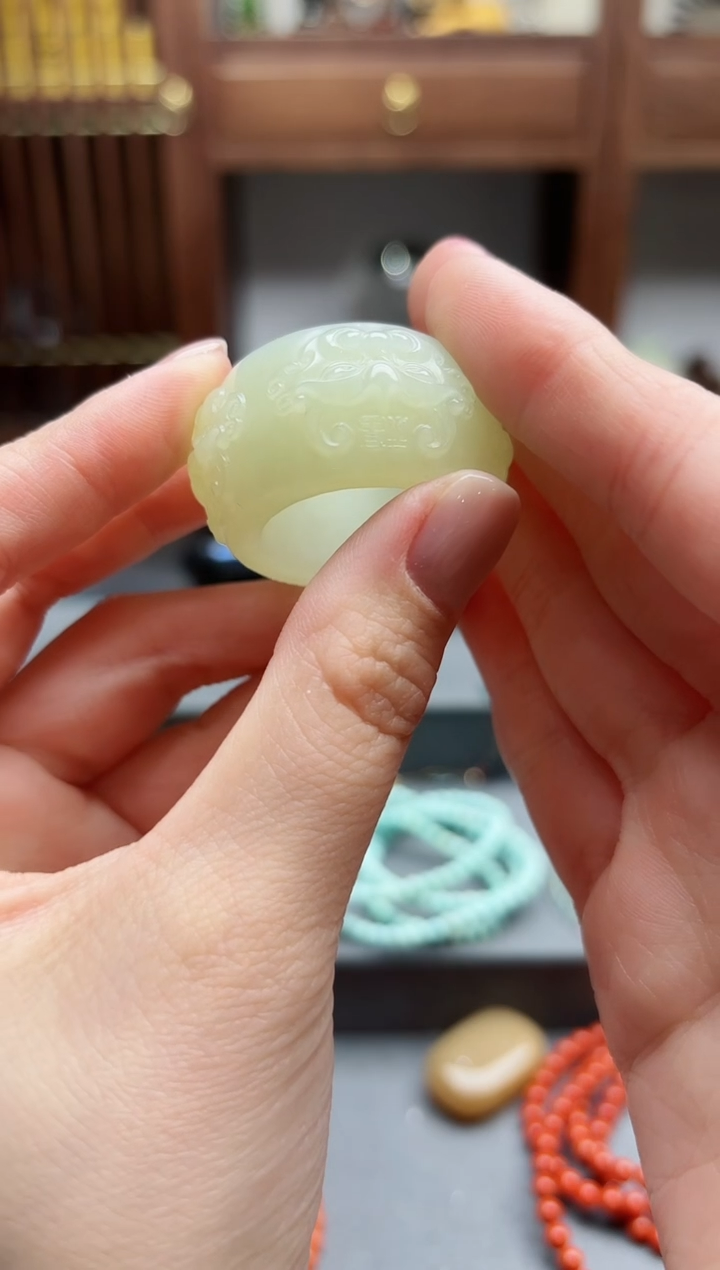 【闪购商品】和田玉指环未镶嵌和田玉古貔貅指环25-26 QC