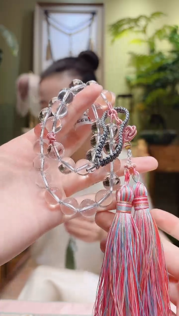 【闪购商品】水晶车挂未镶嵌粉流苏白水晶车挂A