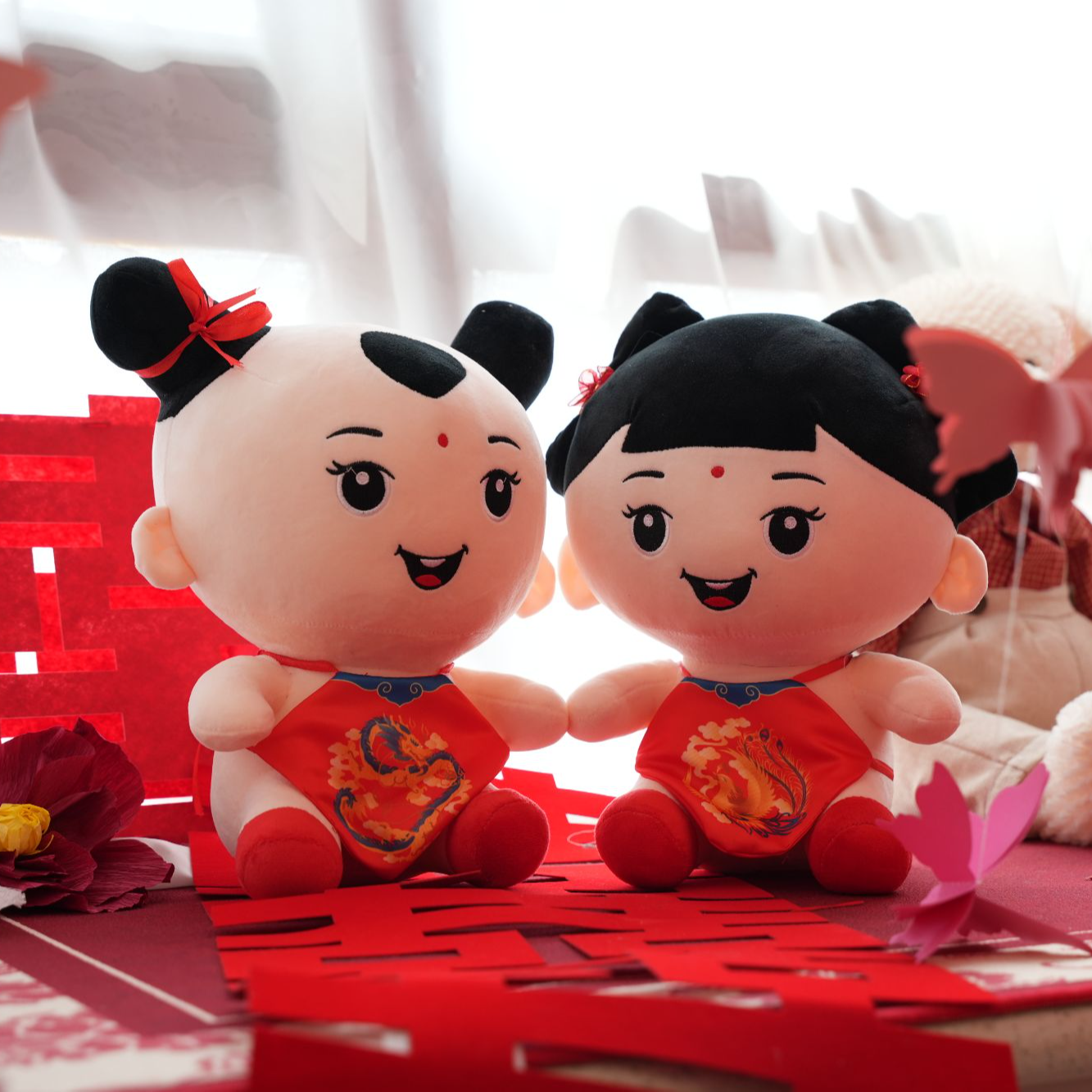 【爆款兔子1对】结婚牙床玩偶婚礼兔子毛绒玩具氛围感新婚祝福玉兔