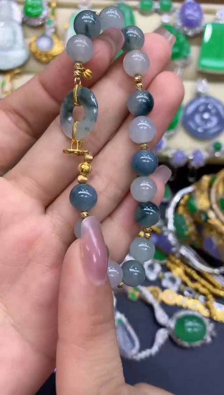 18K金镶嵌手链翡翠115-中国好珍宝