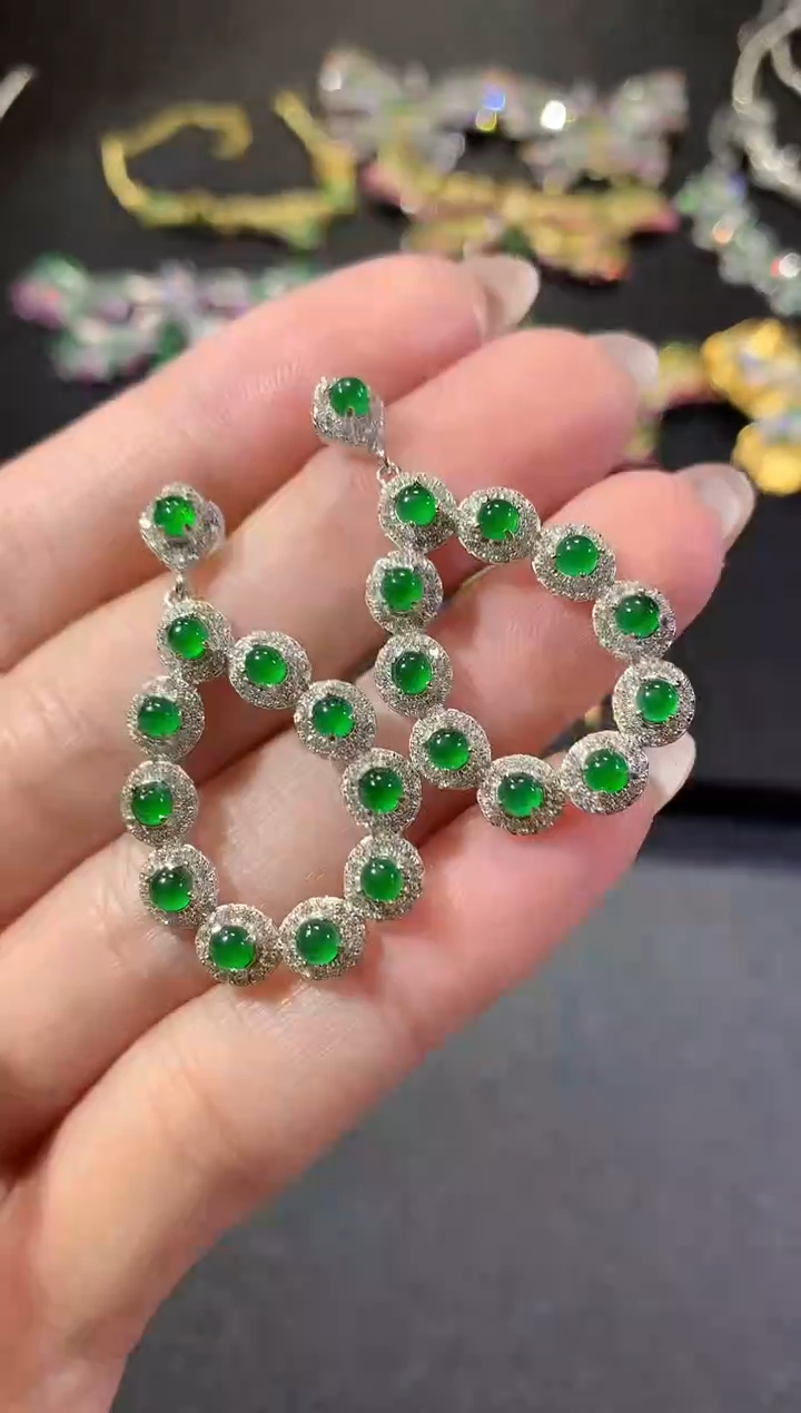 【闪购商品】翡翠耳饰银S925镶嵌190耳饰（多样性发货一件