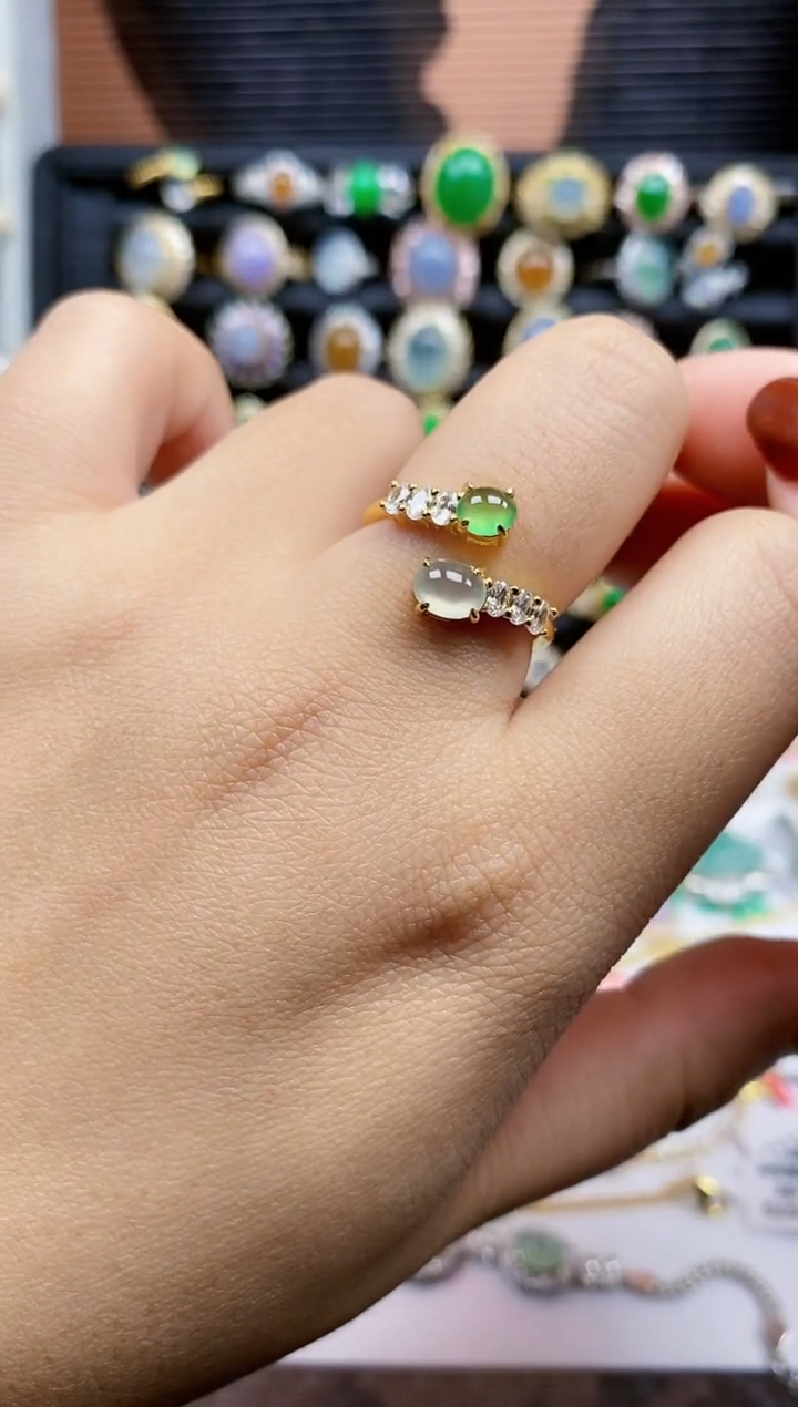 银S925镶嵌戒指翡翠347