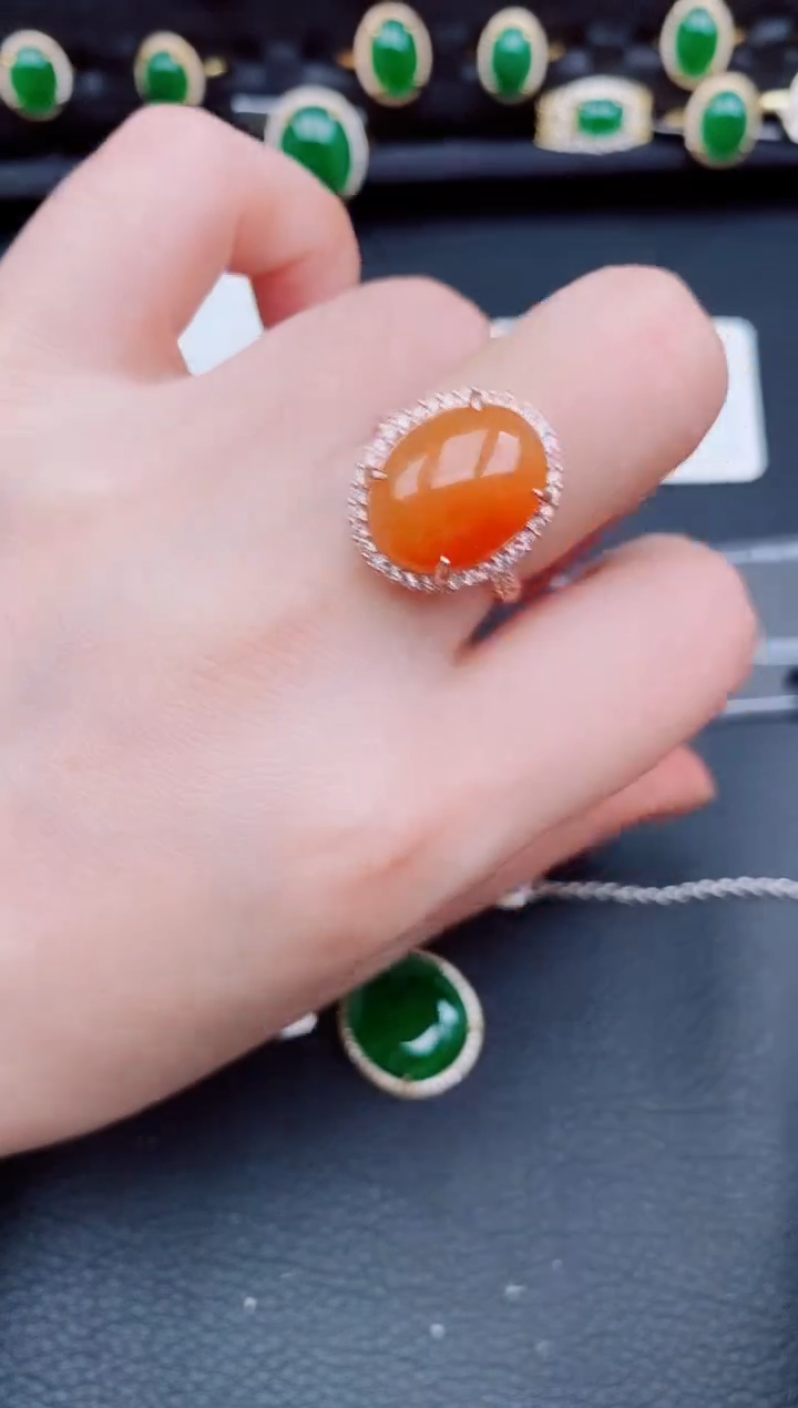 【闪购商品】翡翠戒指银S925镶嵌天然a货翡翠310