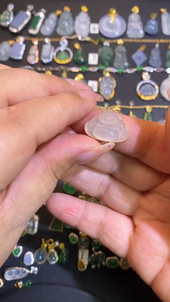 翡翠18K金镶嵌吊坠(不含链)1