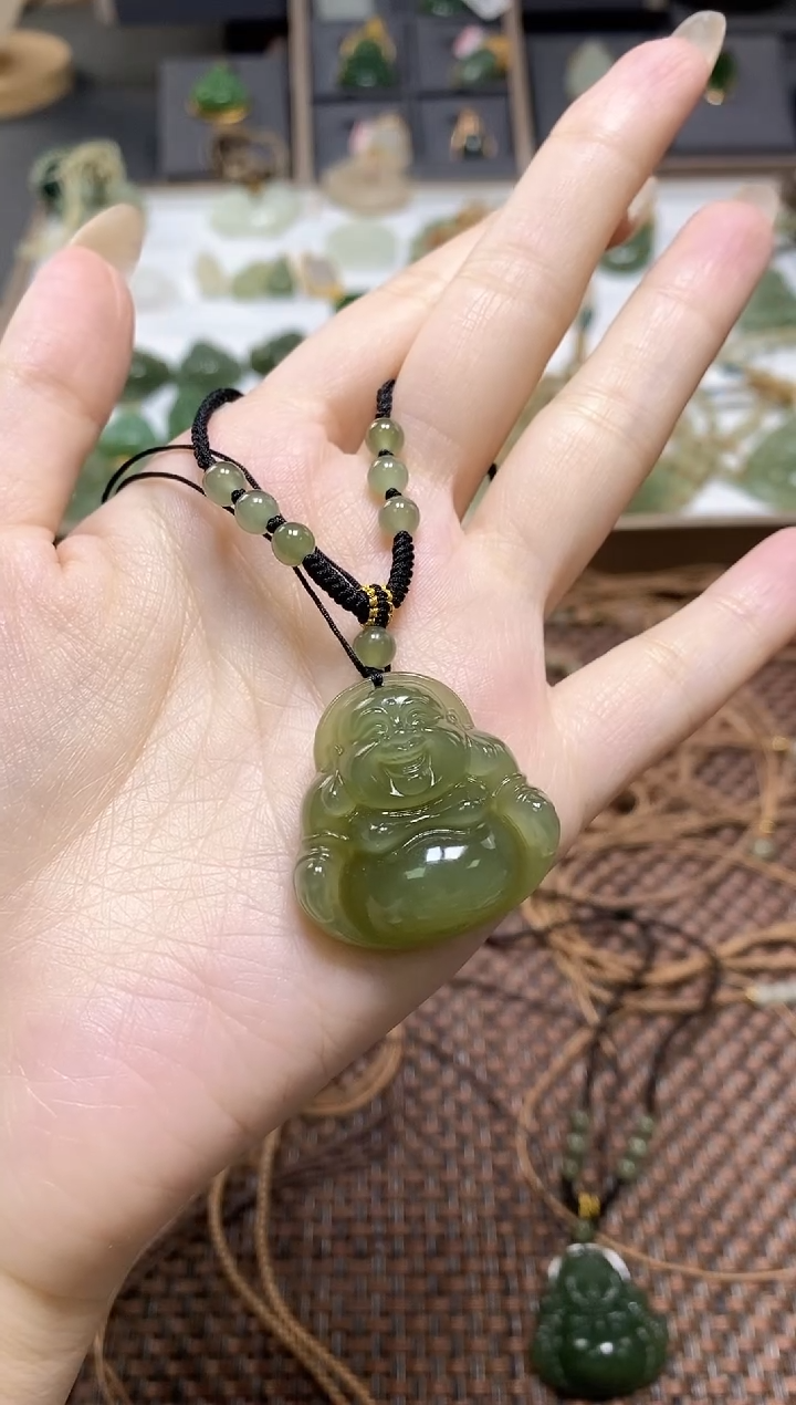 颈饰未镶嵌和田玉伴***@天然和田玉卡30佛公