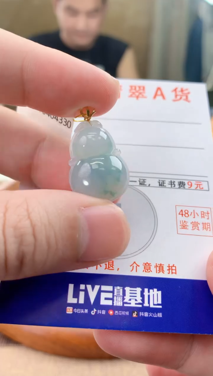 颈饰18K金镶嵌翡翠天然A货翡翠挂件