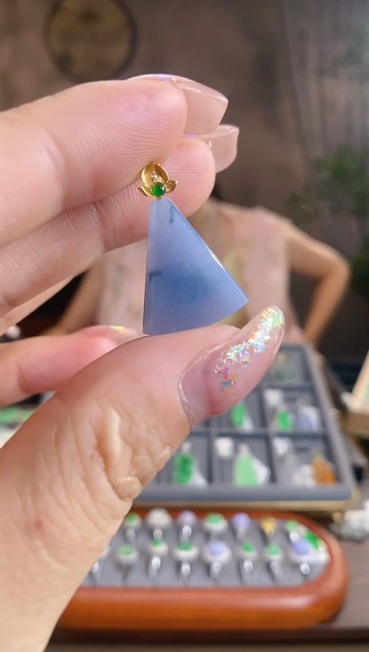 翡翠18K金镶嵌吊坠(不含链)无事牌