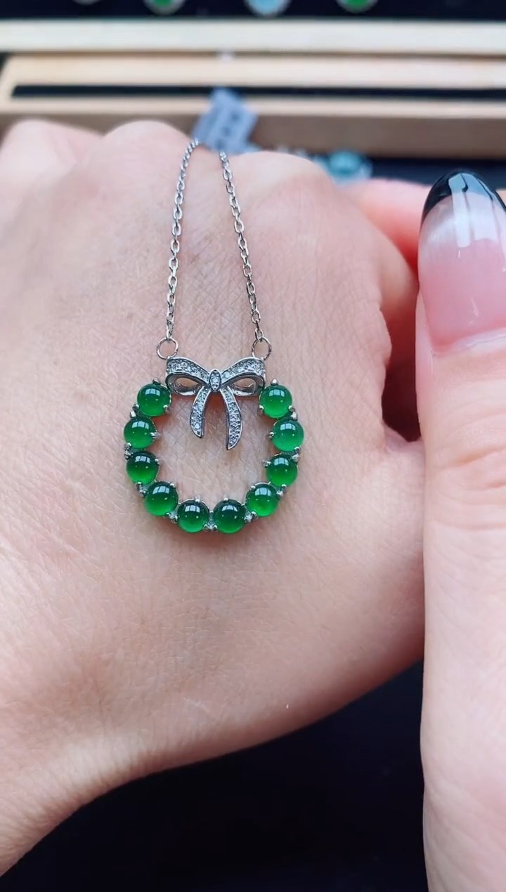 翡翠银S925镶嵌吊坠(赠链)5080