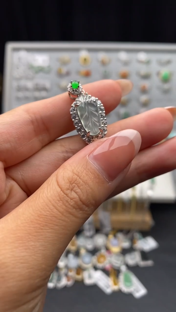 银S925镶嵌戒指翡翠远**…天然A货翡翠