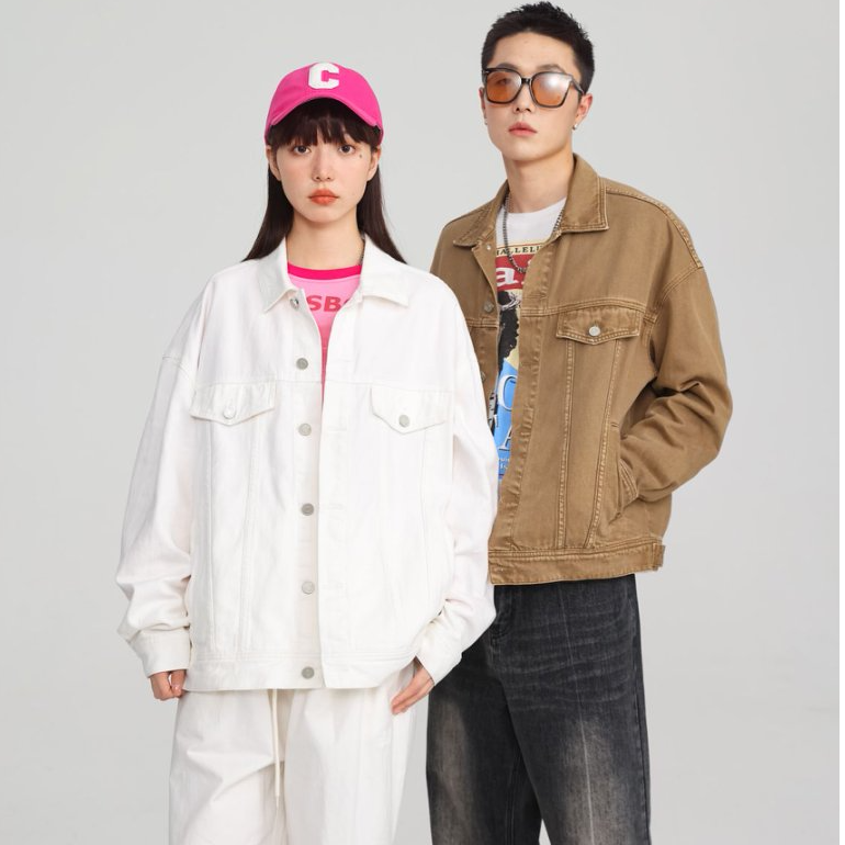 CHOMNES新款男女美式宽松休闲潮流牛仔情侣外套男士工装夹克
