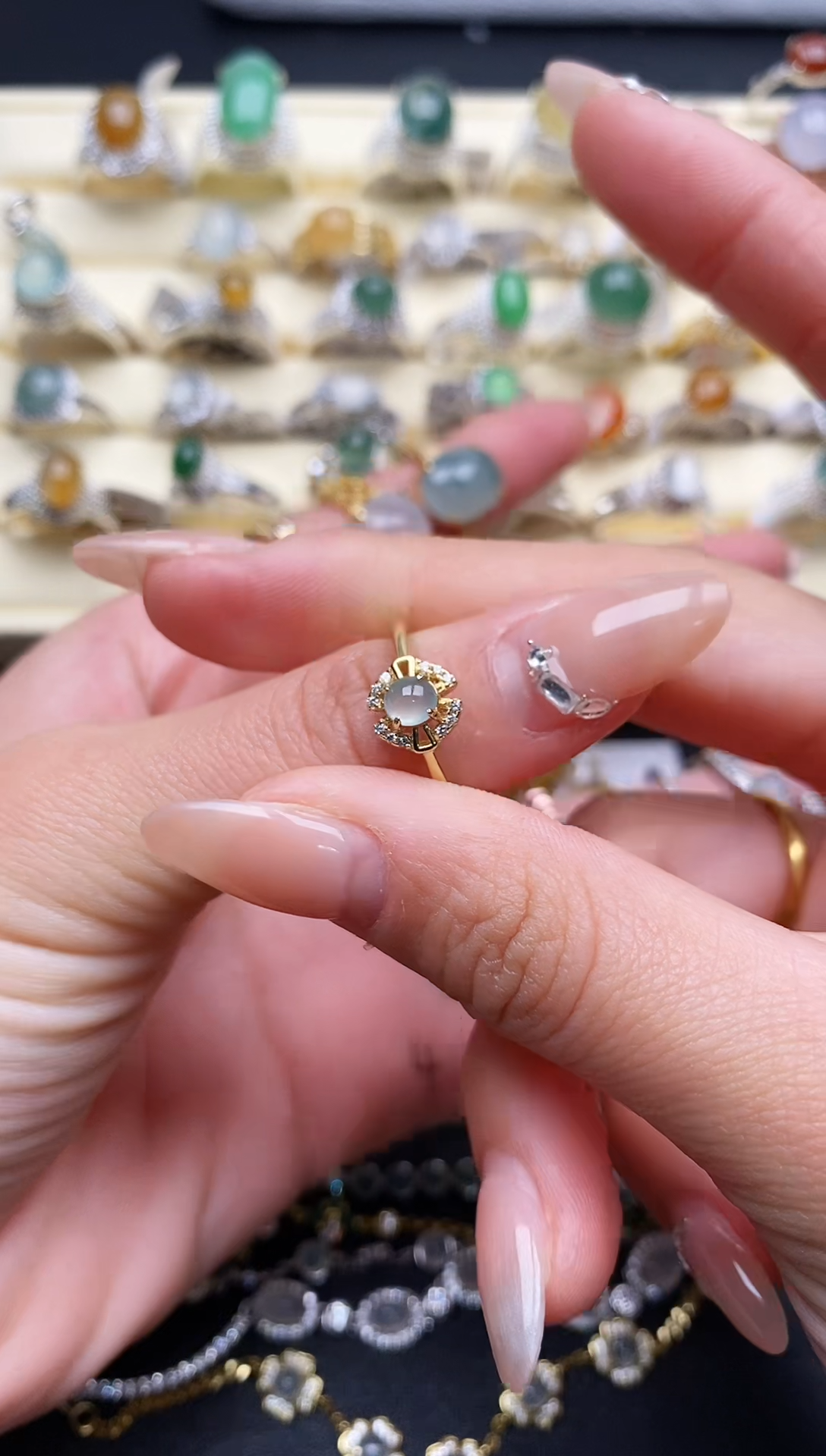 【闪购商品】翡翠戒指银S925镶嵌3333333+3