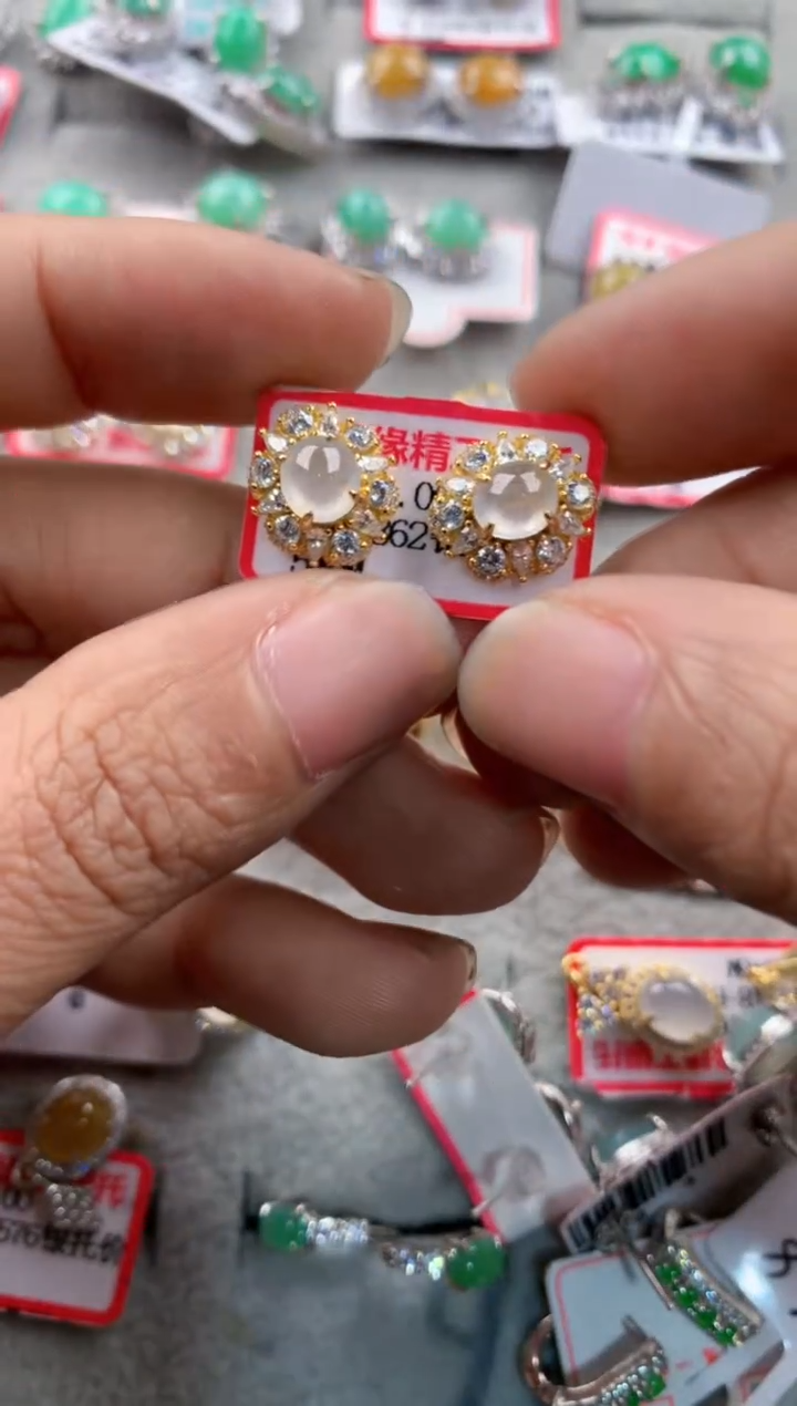 银S925镶嵌戒指翡翠5555---3