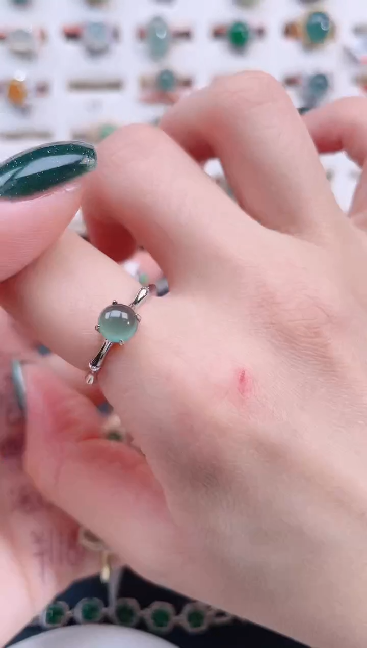 银S925镶嵌戒指翡翠天然翡翠