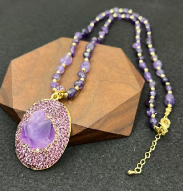 非金属珐琅项链 精美时尚紫水晶项链  1225