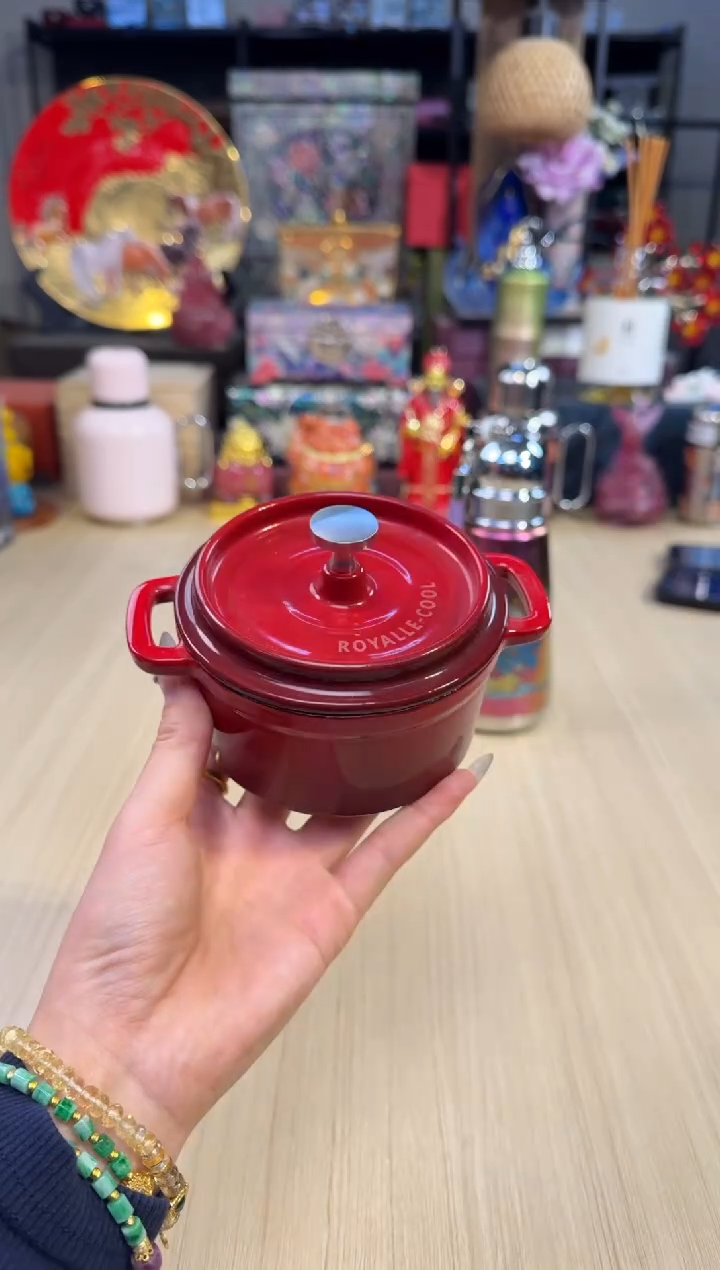 152乐酷珐琅锅10cm/双红内米白