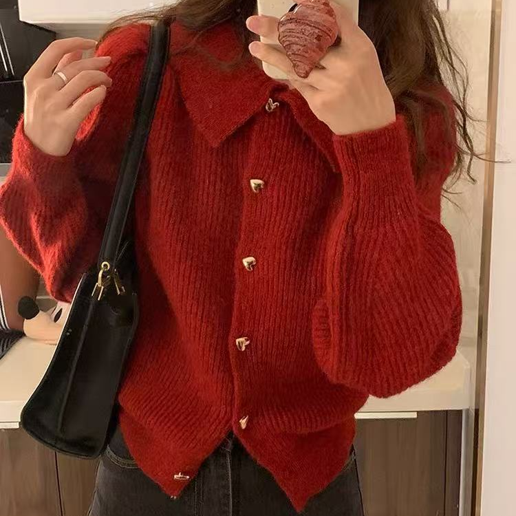 加厚针织开衫毛衣女秋冬新款时尚洋气减龄上衣#2845