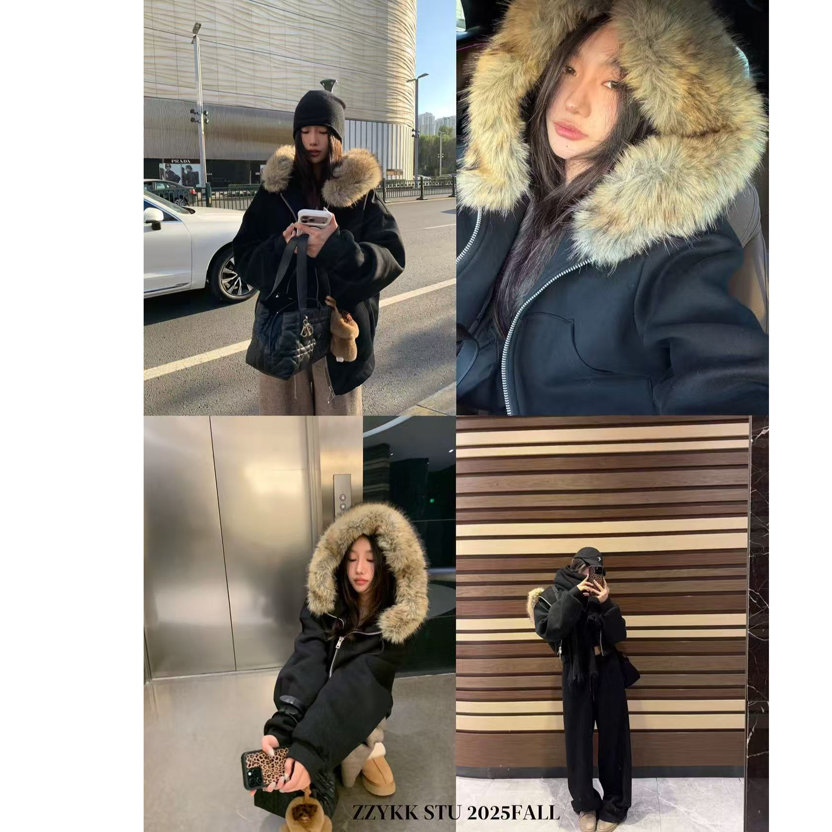 7271•羽绒卫衣 YR# 90绒狐狸毛领休闲小众慵懒感卫衣羽绒外套•