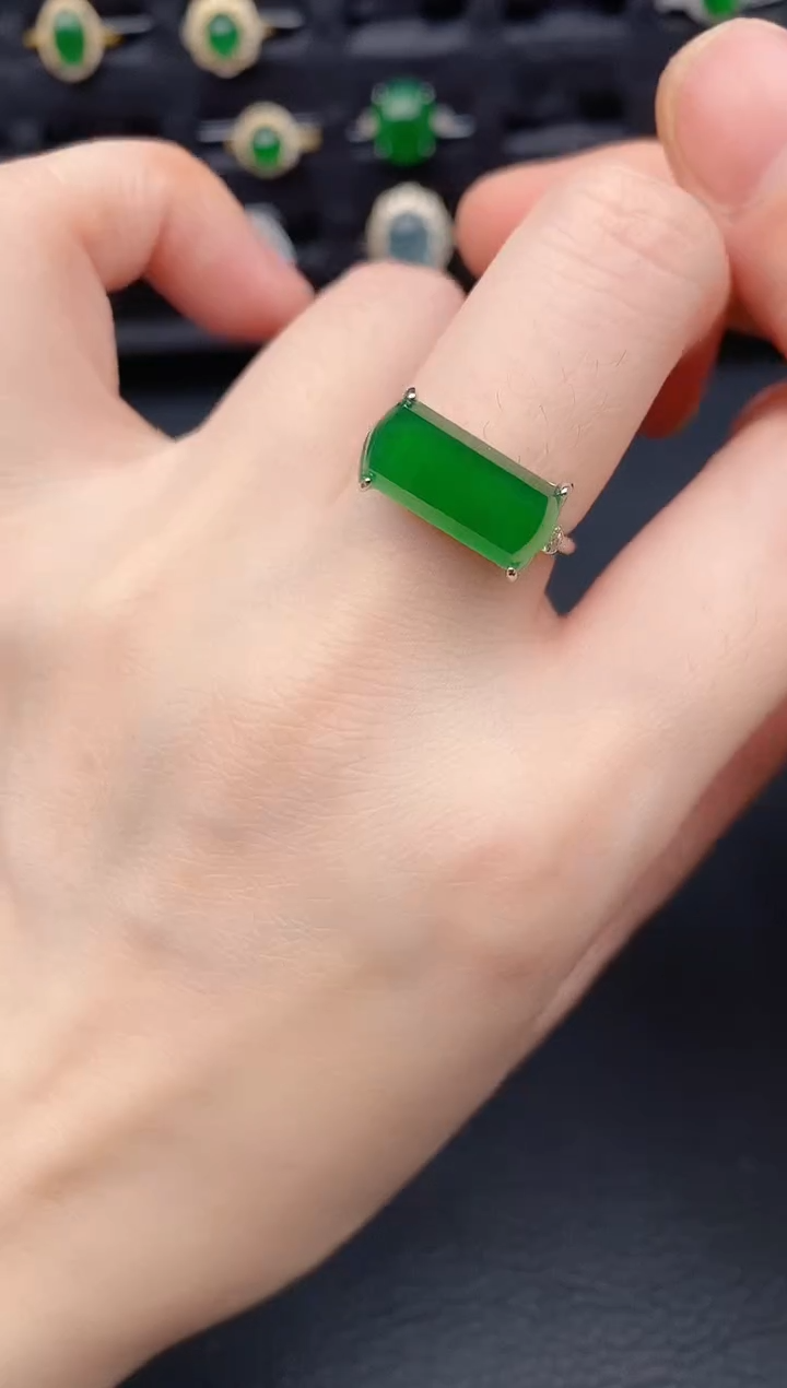 银S925镶嵌戒指翡翠天然a货翡翠125