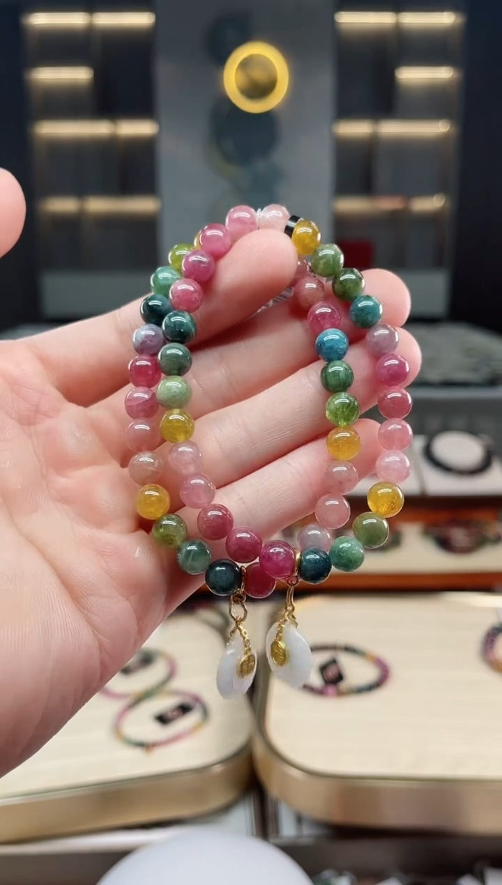 未镶嵌老矿碧玺彩虹单圈手串7mm+碧玺多样性发一条xion