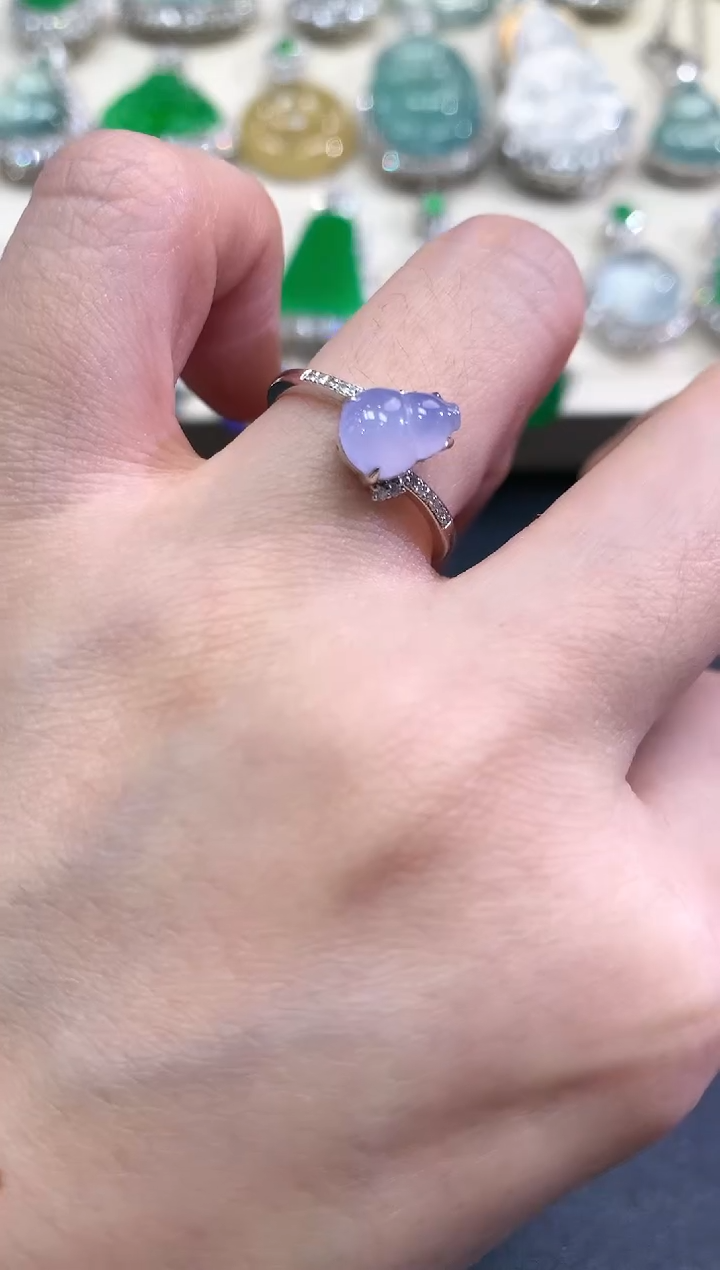 【闪购商品】翡翠戒指18K金镶嵌D11  紫货有色差