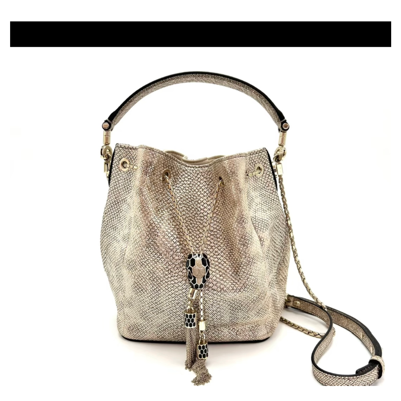 99新 BVLGARI/宝格丽 宝格丽限量款宝石水蛇皮水桶0174