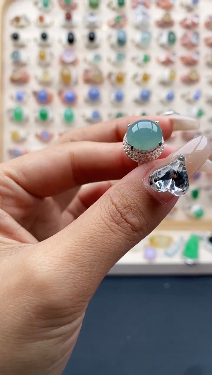 【闪购商品】翡翠戒指未镶嵌缅甸天然A货翡翠444   4+6