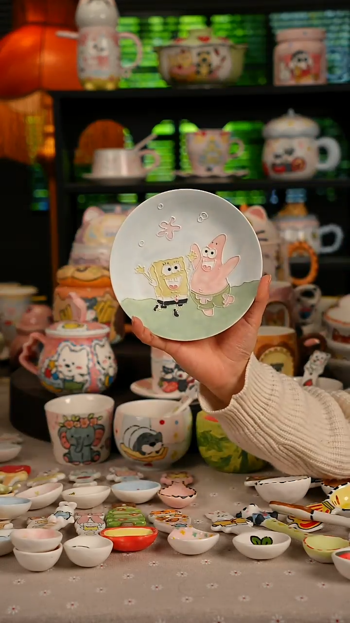 陶瓷无盖款景德镇高温釉下彩纯手绘创意瓷 默认微瑕 不退不换