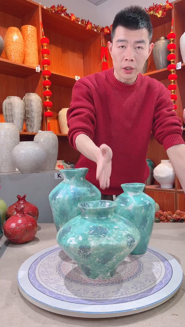 【闪购商品】瓶彩陶三件套     陶瓷花瓶 无花