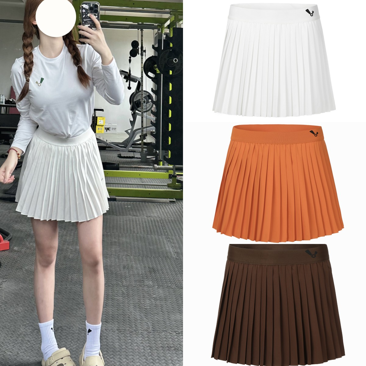 2025春夏新品韩国BGOVS羽毛球服女士速干吸汗百褶裙打底运动短裙