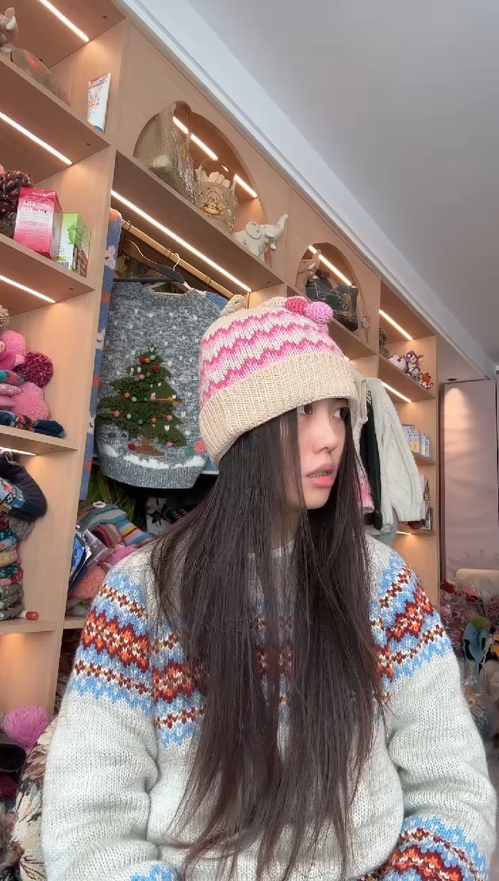 羊毛白粉好事发生帽