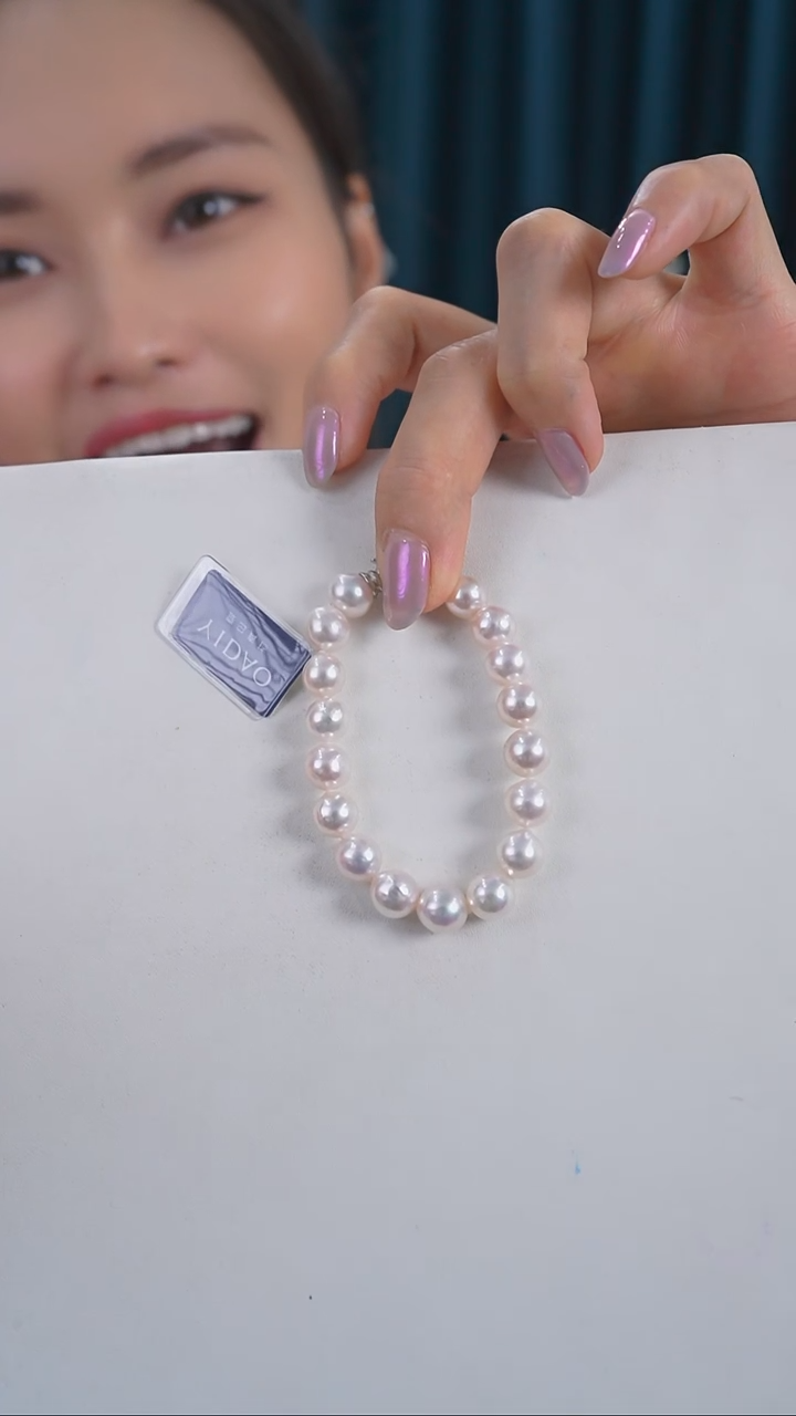 【闪购商品】海水珍珠手绳银S925镶嵌8-9mm akoya手链