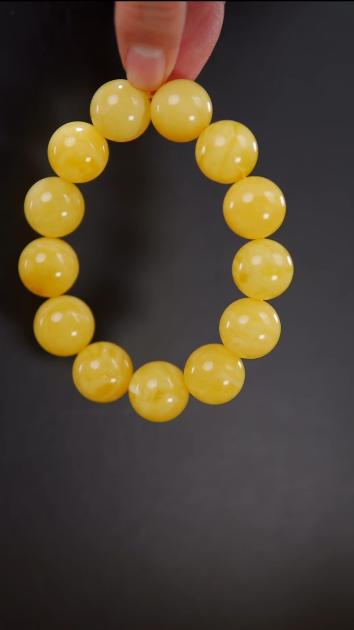 手链琥珀未镶嵌焦皮料圆珠手串38.59