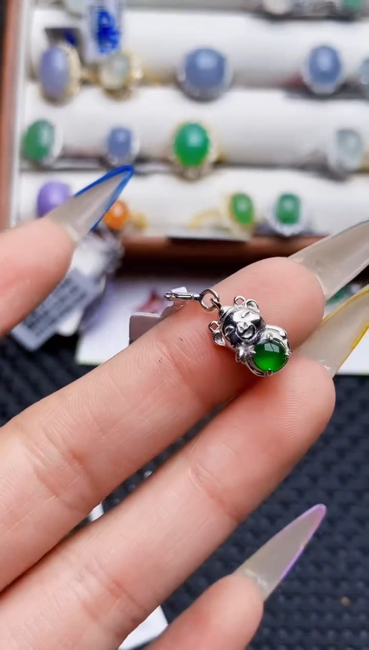 银S925镶嵌戒指翡翠5106