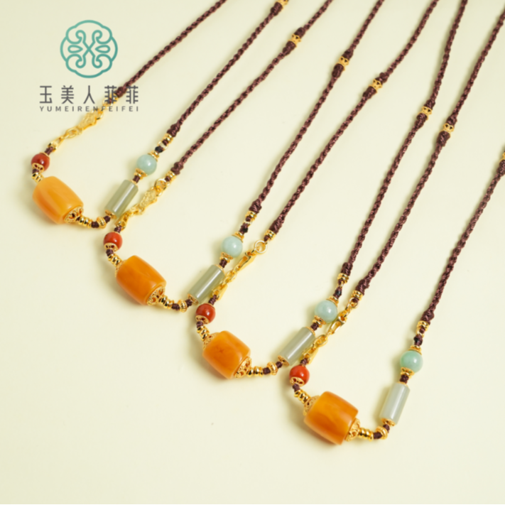菲菲珠宝好@S925蜜蜡桶珠约11-13mm吊坠~多样性发一