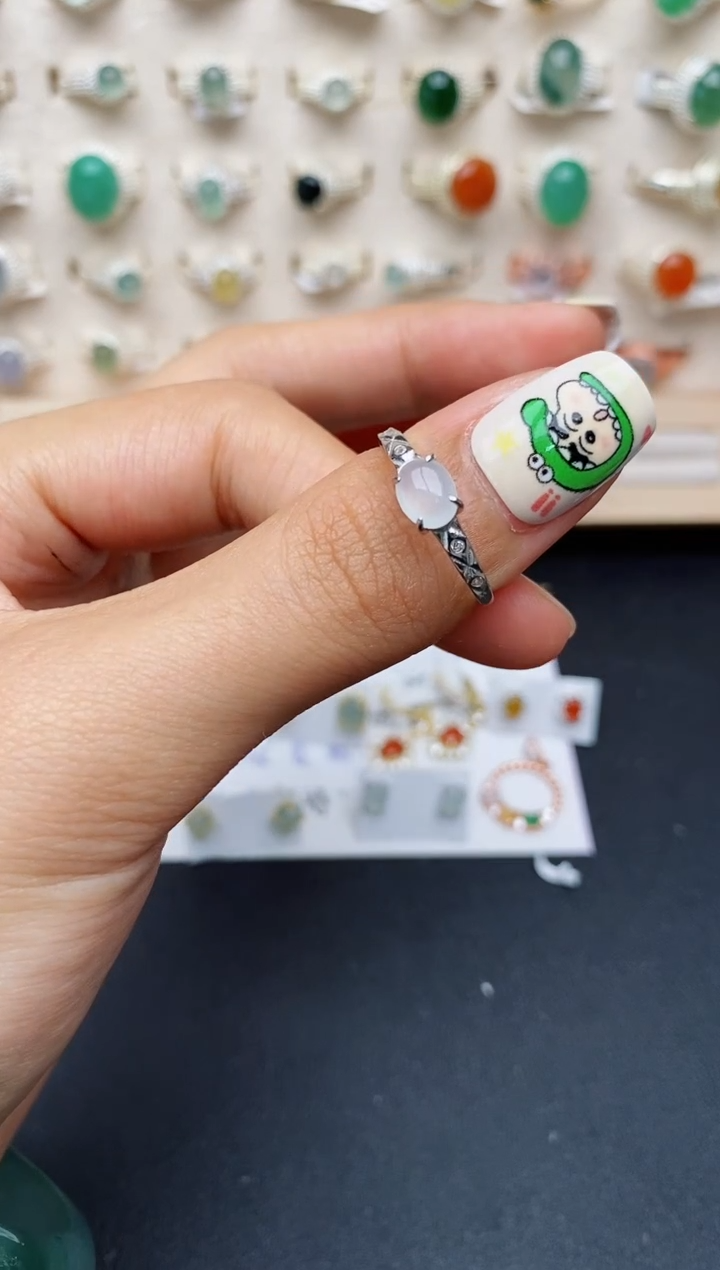 【闪购商品】翡翠戒指银S925镶嵌缅甸翡翠