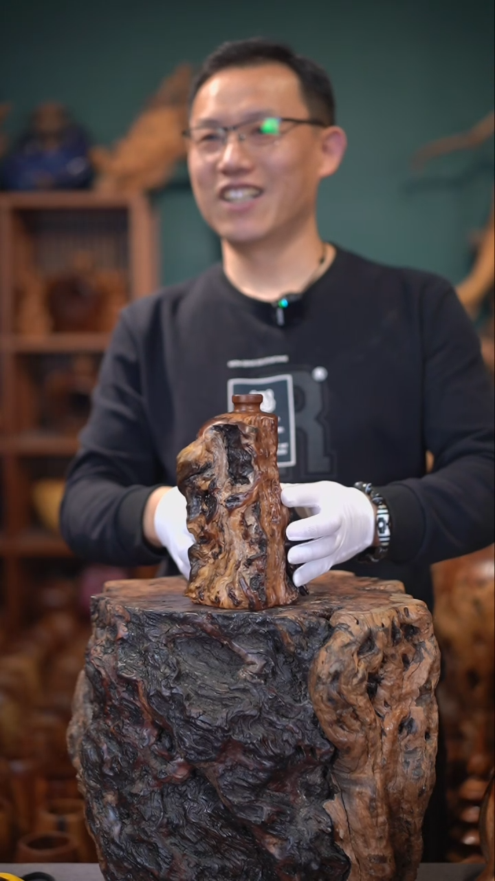 【闪购商品】枣木雷击枣木随型小口瓶