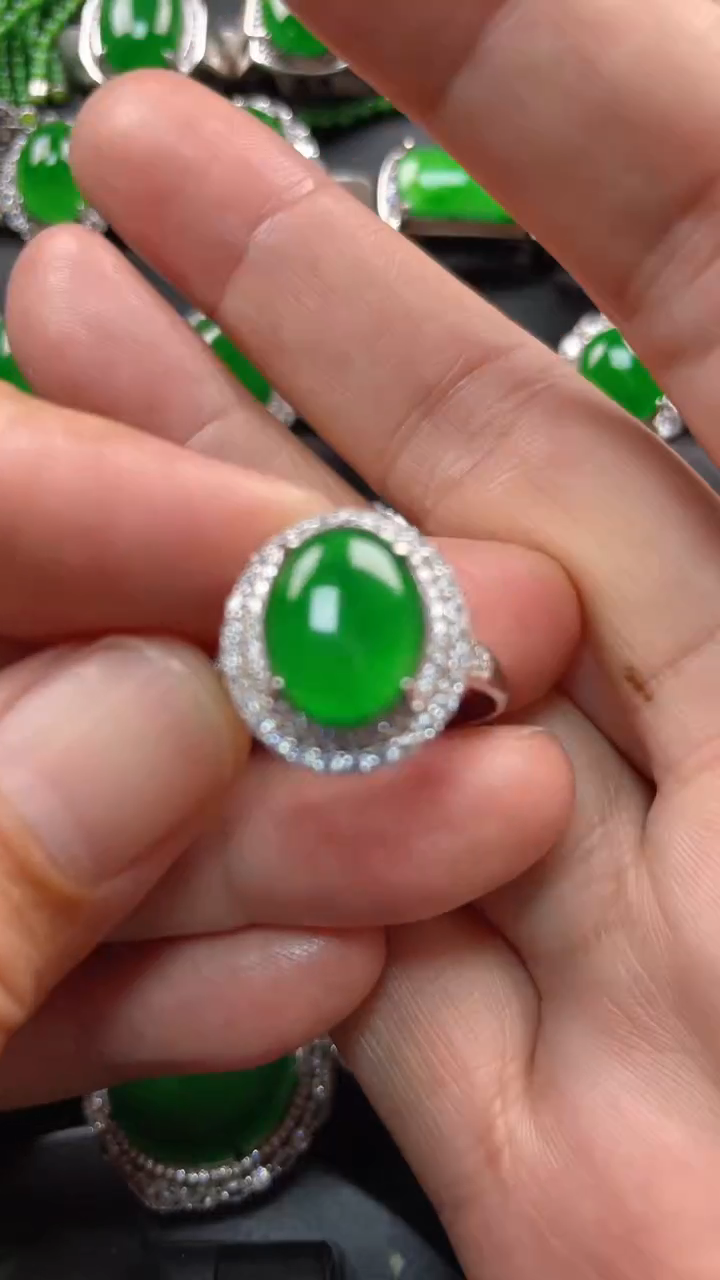 【闪购商品】翡翠戒指银S925镶嵌翡翠
